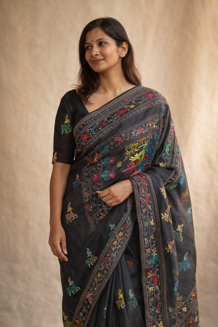 Kantha Silk Saree from Murshidabad