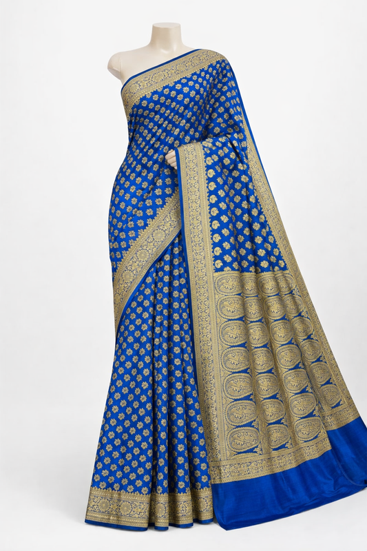 Blue Benarasi Blended Silk Saree