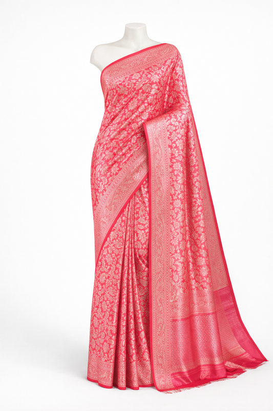 Pink Benarasi Blended Silk Saree