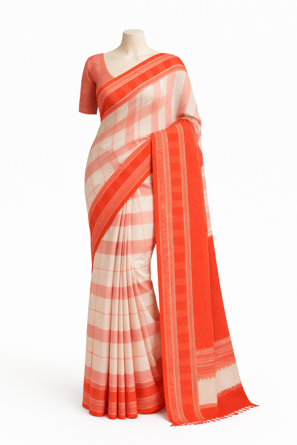 White Pure Begumpuri Cotton Handloom Saree