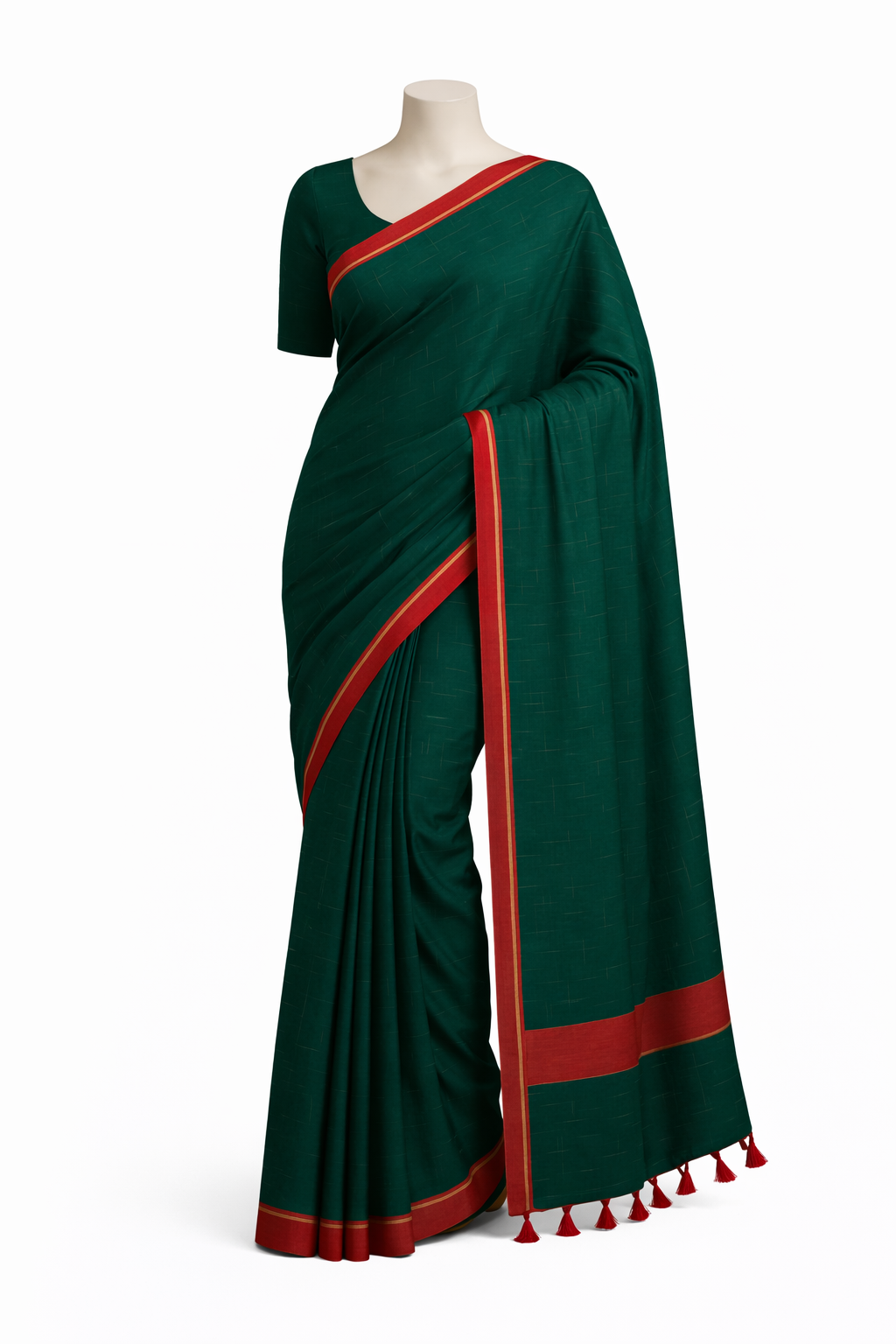 Deep Green Pure Khadi Saree