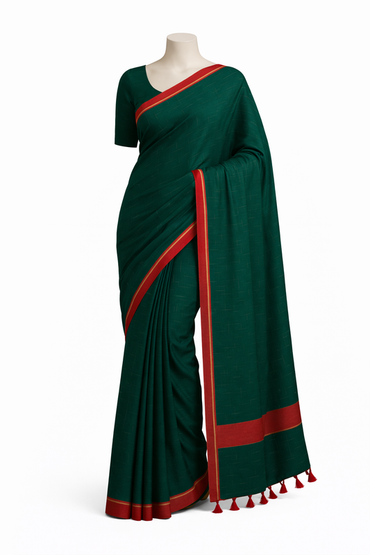 Deep Green Pure Khadi Saree