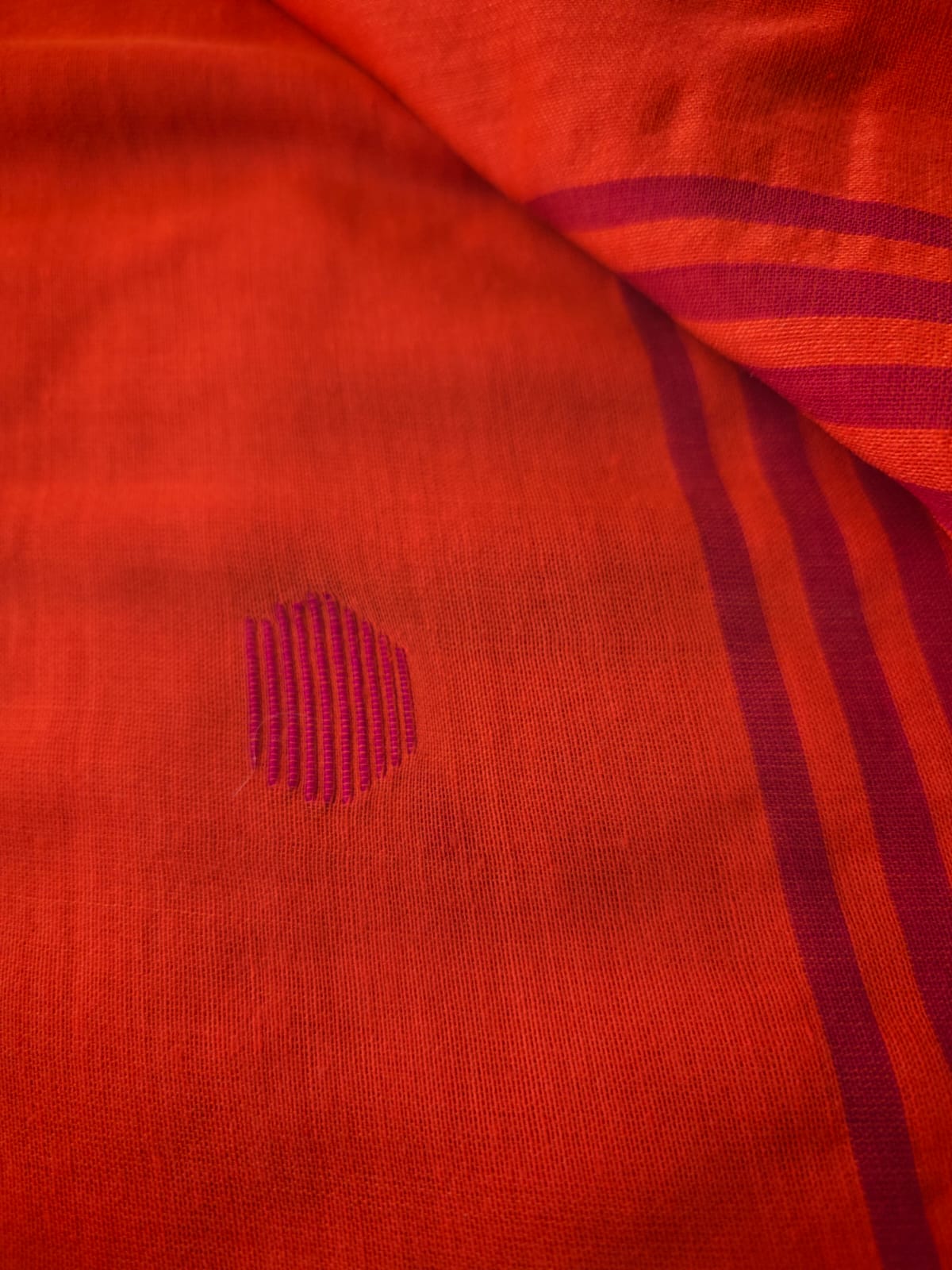 Orange Pure Khadi Saree