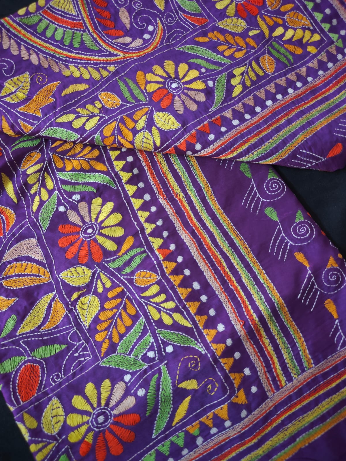 Purple Kantha Bishnupur Silk Saree