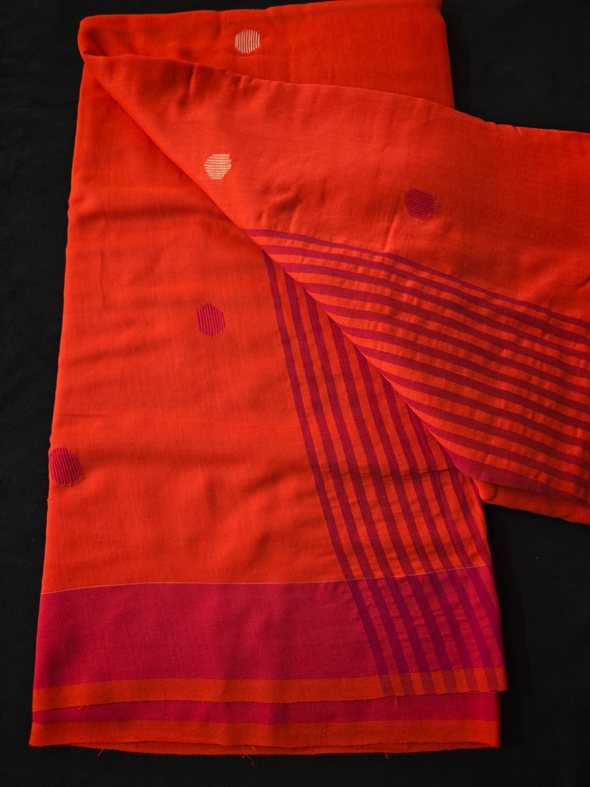Orange Pure Khadi Saree